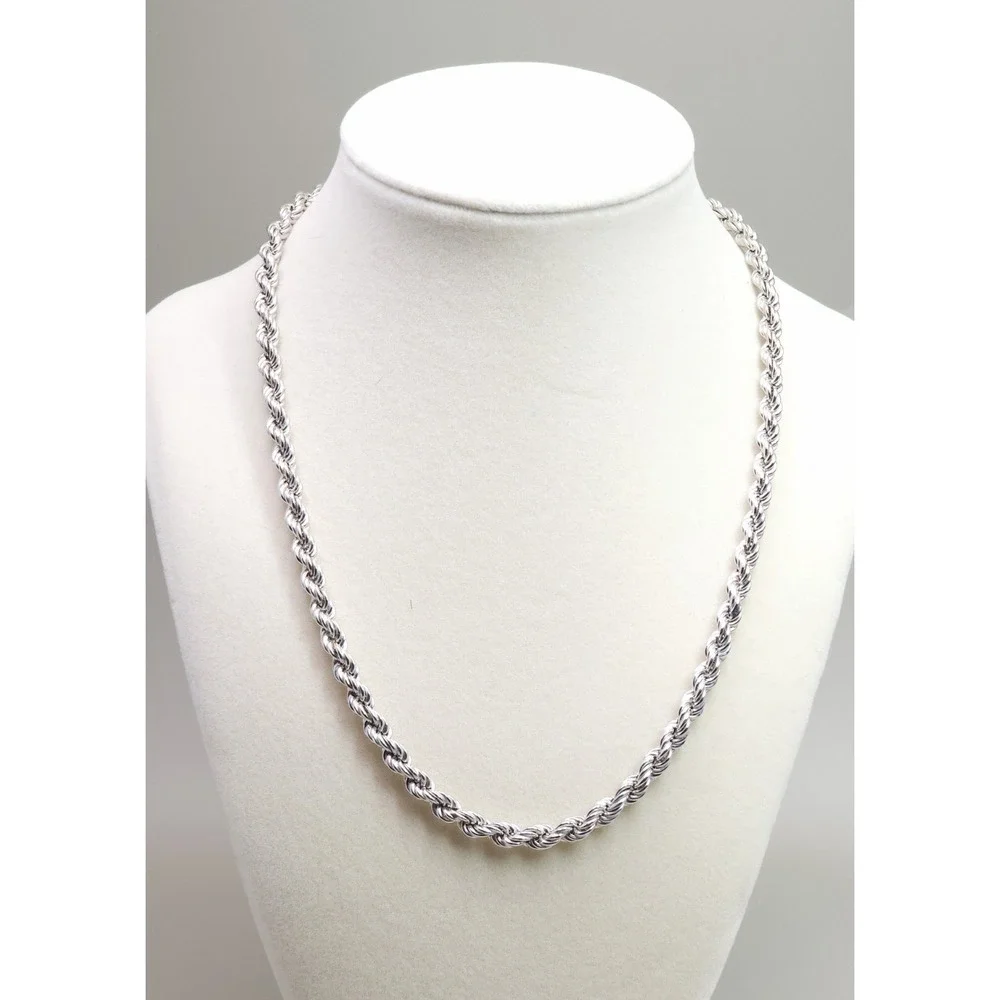 Vintage Milor 925 Sterling Silver Rope Chain 5mm Adjustable Necklace 18